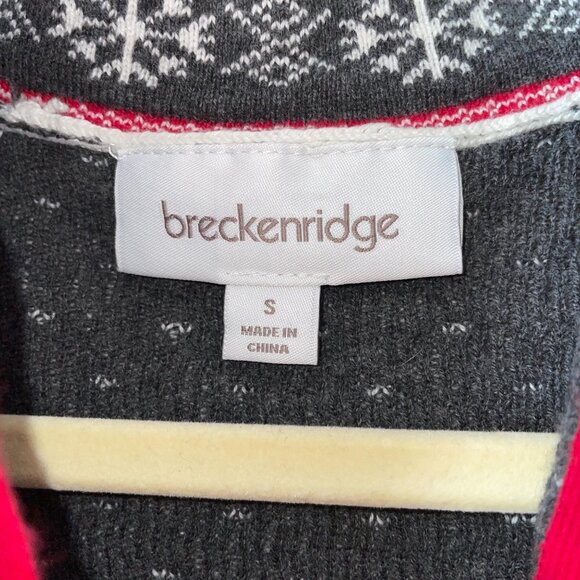 Breckenridge Womens SM White Nordic Snowflake Cotton Zip Sweater Fair Isle Knit - Picture 5 of 7